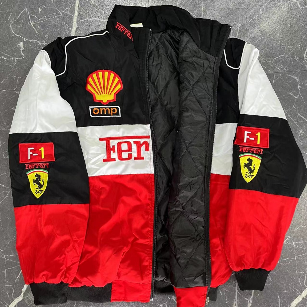 F1 Embroidered Racing Suit Motorcycle Riding Jacket Fully Embroidered Racing Suit Embroidered Winter Cotton Jacket Custom-Made