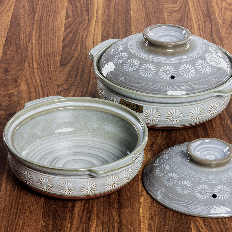 Japan imported ancient three-island high temperature resistant casserole stew pot porridge soup rice smoldering insulation clay pot
