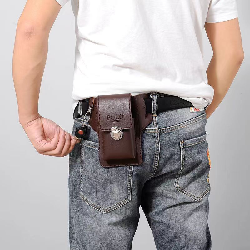 Cross-border new mobile phone bag upgrade men wear belt hanging key waist bag construction site work cigarette bag