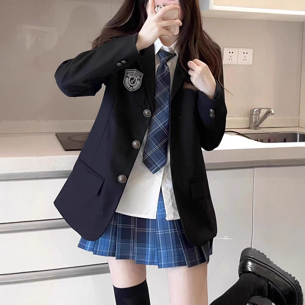 Original school for JK suit jacket women 2024 new autumn and winter thickened college uniform suit casual black suit