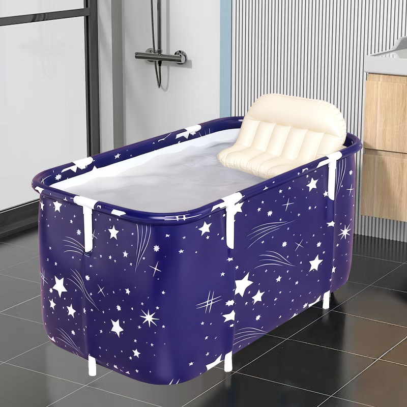 Folding Bathtub Household Adult Full Body Bath Bucket Children Bathtub Bathtub Starry Sky Blue Bath Bucket Bathtub