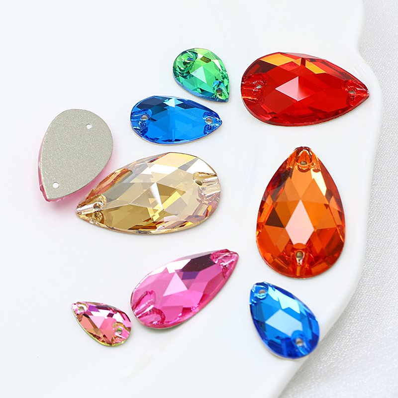 Кристалл Dongzhou DIY Ручные капли аксессуары для одежды двойное отверстие плоская пряжка цветная круглая бусина супер блестящая ручная вышивка плоский дот