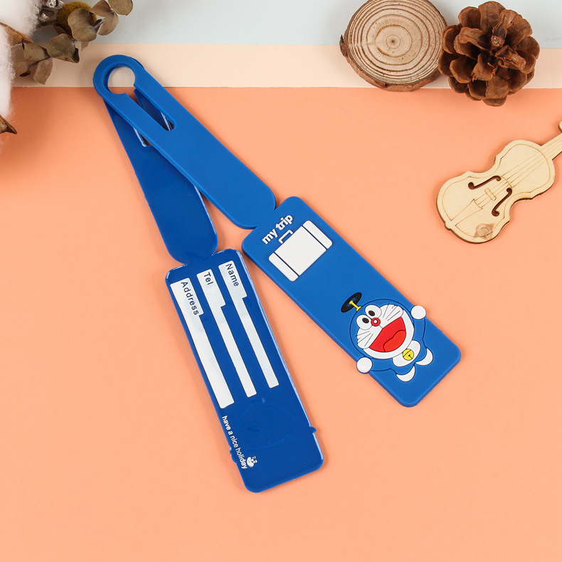 Integrated soft rubber luggage tag cute girl Anti-lost pendant aircraft logo long luggage tag boarding pass