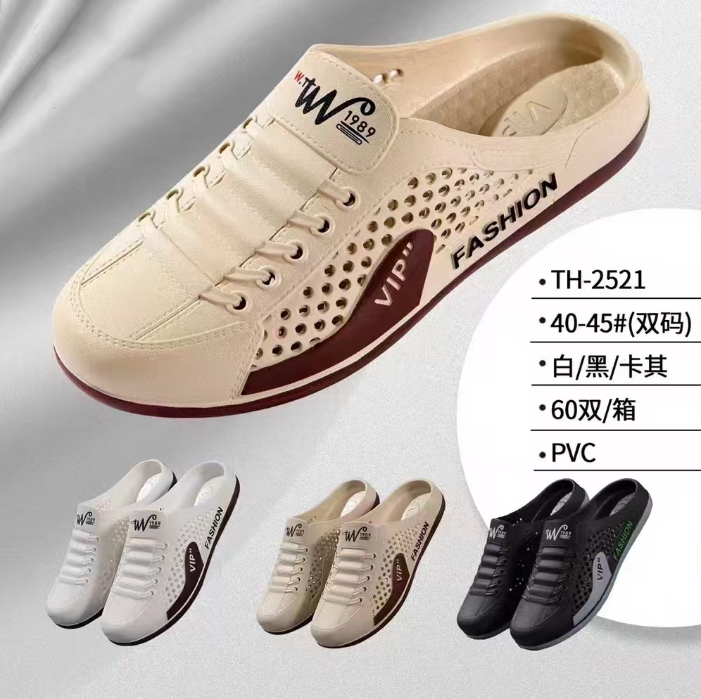 Baotou Half Slippers Summer Business Men's New Breathable Mesh Shoes Slip-On Lazy Fashion Outer Wear Beach Sandals Non-Slip