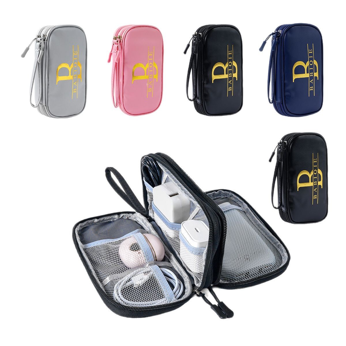 in stock Data Cable Bag Storage Bag Earphone Bag Charger Mobile Phone Bag Clutch Bag U Disk Multifunctional Storage Bag