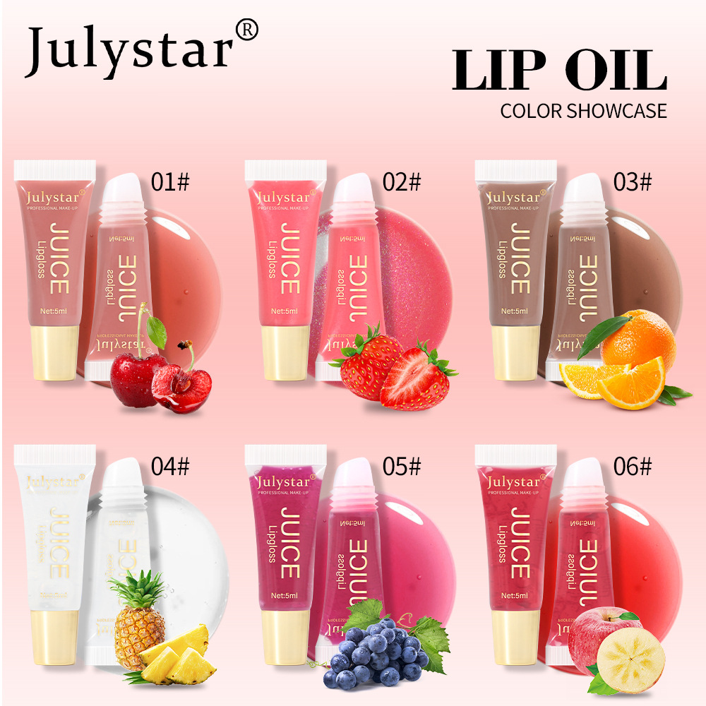 Cross-Border Beauty Makeup Natural Long-Lasting Moisturizing Mirror Lip Oil Fruity Lip Moisturizing Water Gloss Lip Gloss Foreign Trade Wholesale