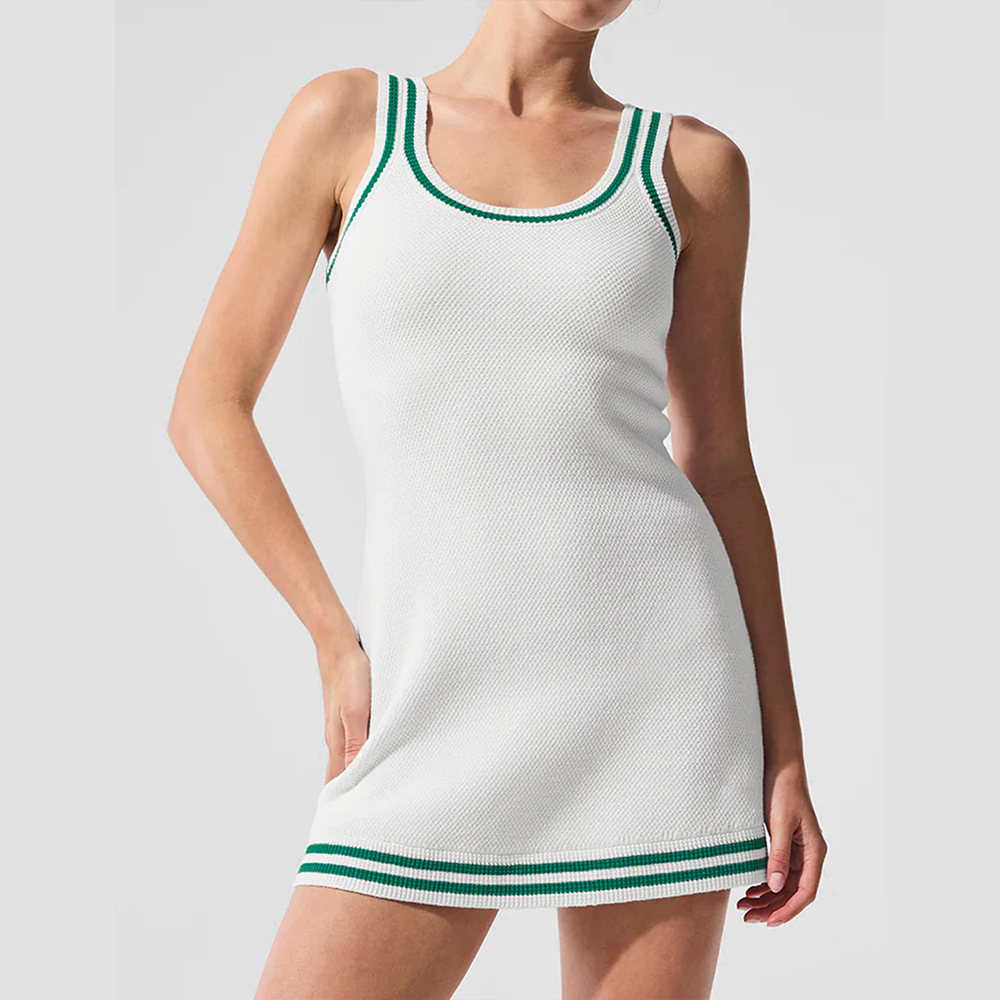 European and American Knitted Sports Dress for Women, Cross-Border Color-Blocking Short Bodycon Skirt, Casual Tennis Fitness Yoga Skirt 5119