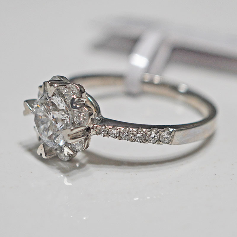 Pt950 Platinum Cultivated Diamond Ring for Women Niche Heart-Shaped Starry Wedding Proposal