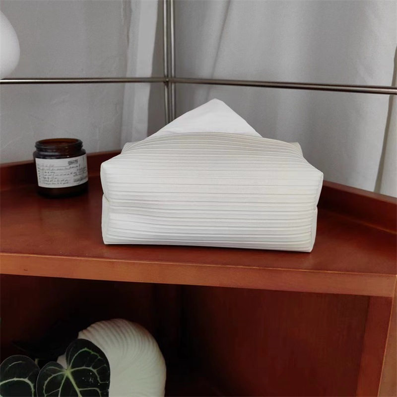 Modern Homestay Model Room High-grade Leather Tissue Box Simple Striped Paper Box Factory Outlet