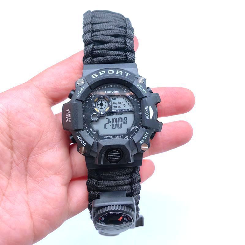 Spot Paracord Waterproof Watch Multifunctional Outdoor Survival Paracord Bracelet Adjustable Outdoor Camping Adventure Bracelet