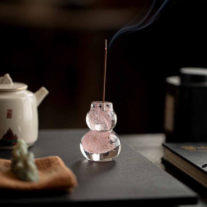 Crystal Glass Fluorescent Lid Set small size Hulu Gaito Household Creative Teapot Small Ornaments Cover Bowl Tea Pet Tea Table