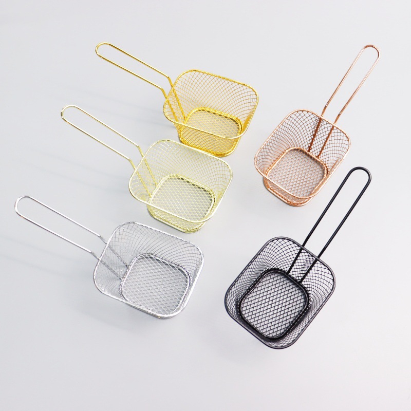 Manufacturer Customized Frying Basket Restaurant Decoration French Fries Basket Chicken Nugget Shelf Snack Basket Oil-Proof Frying Net Fried Chicken Nugget Basket