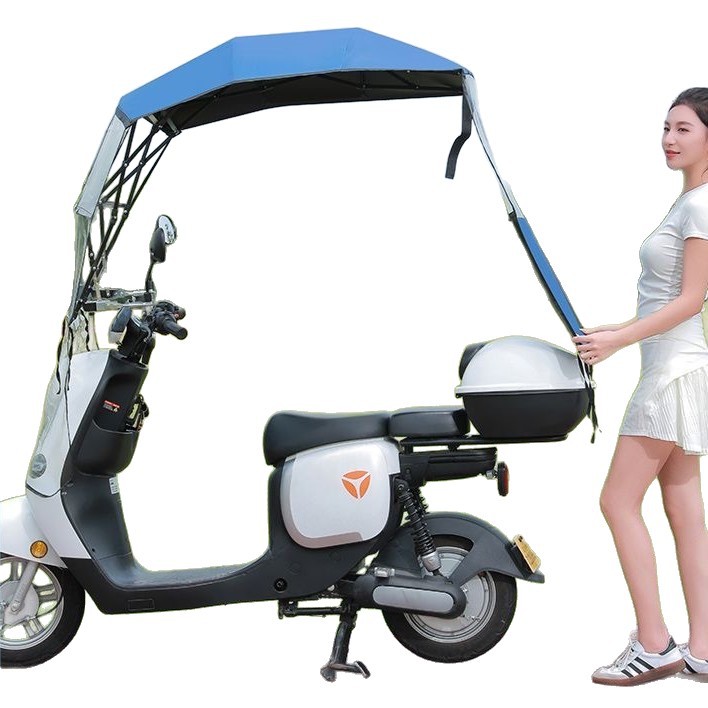 New Model of Electric Vehicle Awning, Foldable and Retractable Battery Motorcycle Awning, Removable Windproof, Rainproof and Sunproof