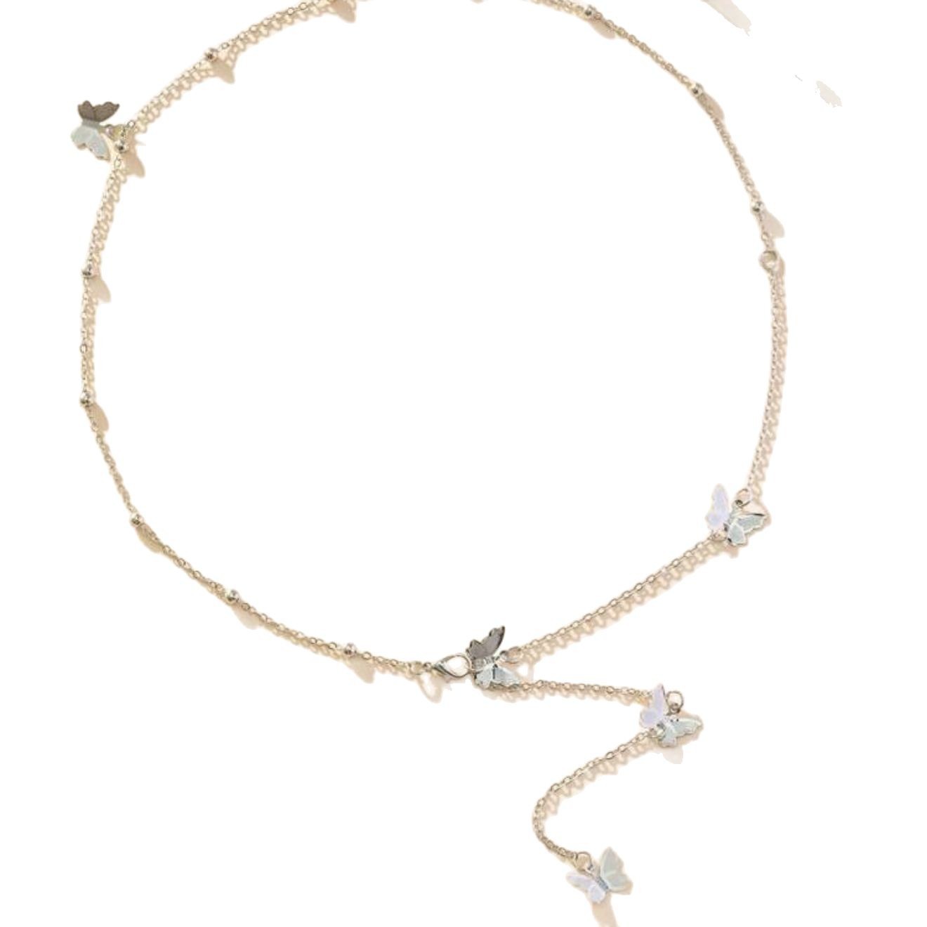 European and American Cross-border Alloy Sexy Back Chain Necklace Fashion Simple Butterfly Pendant Body Chain Women's Long Necklace Jewelry