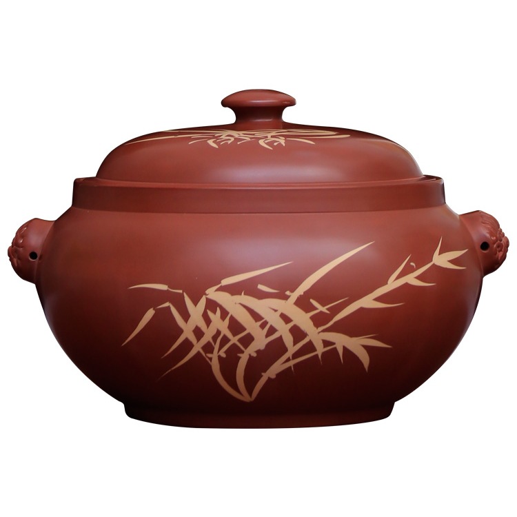 New Yunnan Jianshui Purple Pottery Steam Pot Chicken Steamer Set with Base Pot