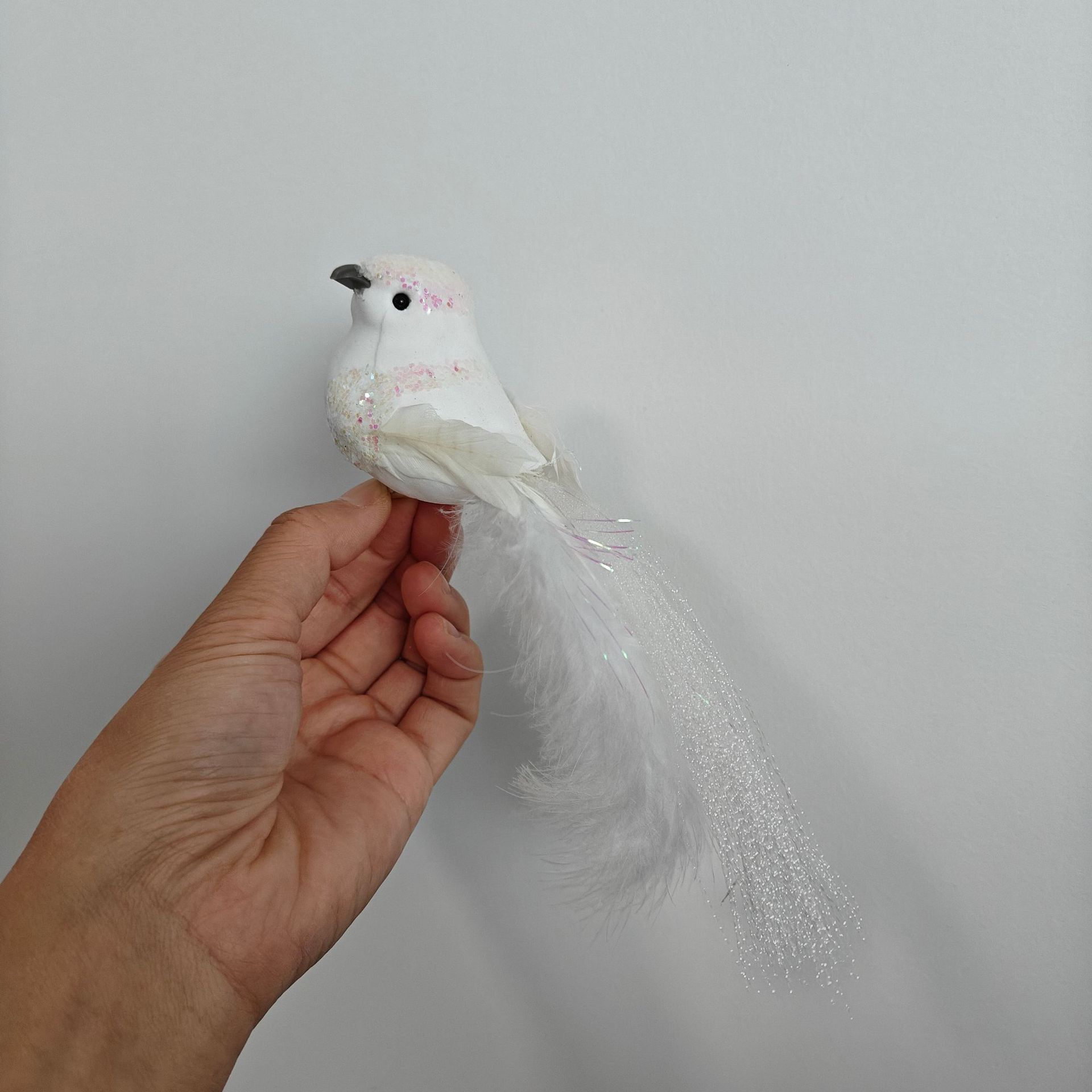 White Artificial Bird Feather Bird White Pigeon Christmas Decorations Holiday Gardening Decoration Epaulettes Longdie Craft