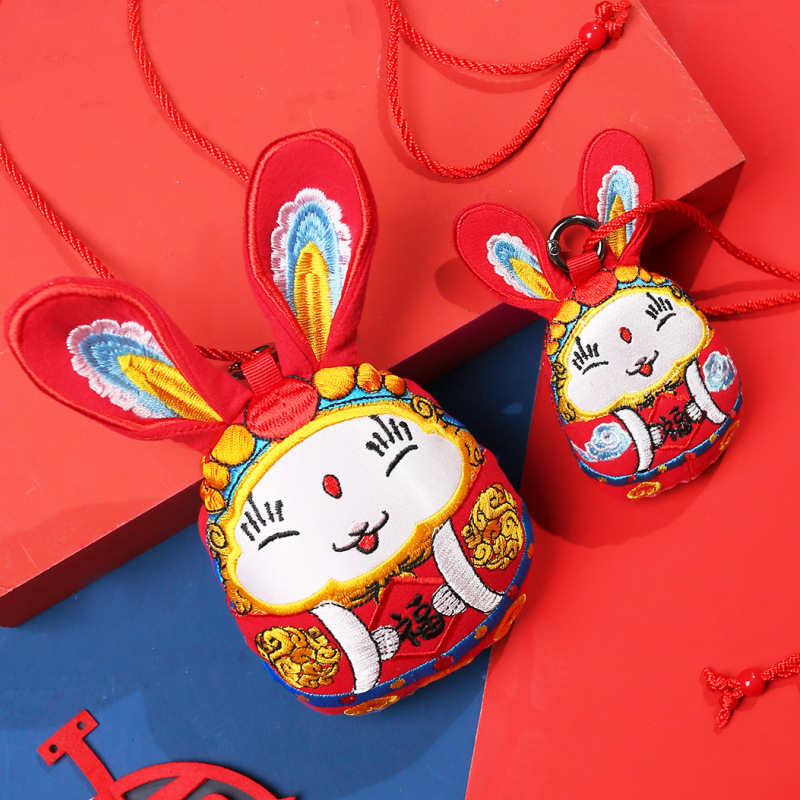 вышивка兔ика готовые изделия год兔ика новый год памятный подарок для туристов бизнес сопроводительный подарок тканевая сумка для подвешивания