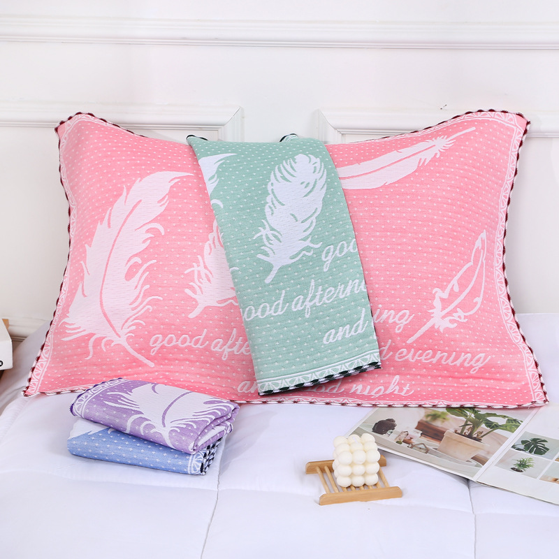Three-layer gauze pillow towel 52*80 cotton thickened Four Seasons student adult male and female couple cover towel pillow headscarf wholesale