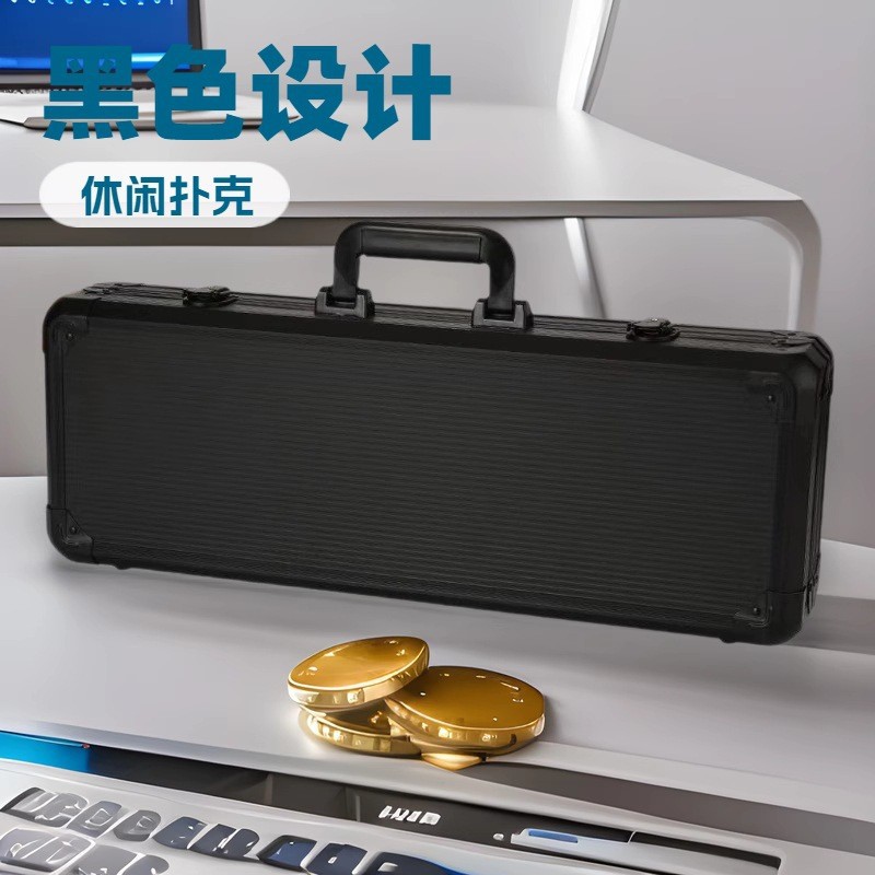 Factory Direct Sales Aluminum Alloy Pure BlacK K-shaped EVA Inner Grids 500-type Chip Suitcase Leisure Entertainment PoKer Dice