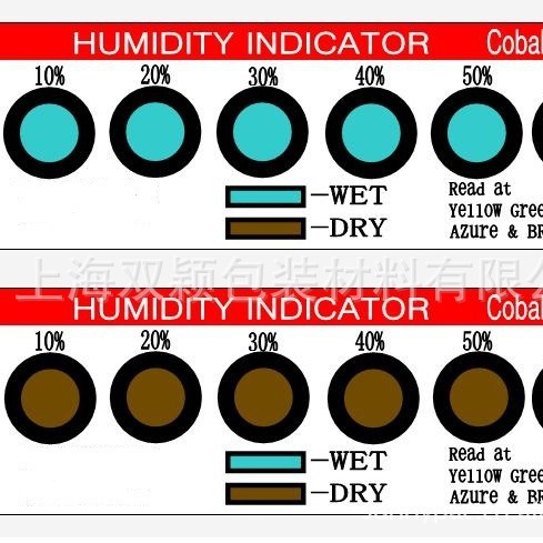 Halogen-free humidity indicator card blue humidity indicator card desiccant humidity indicator card