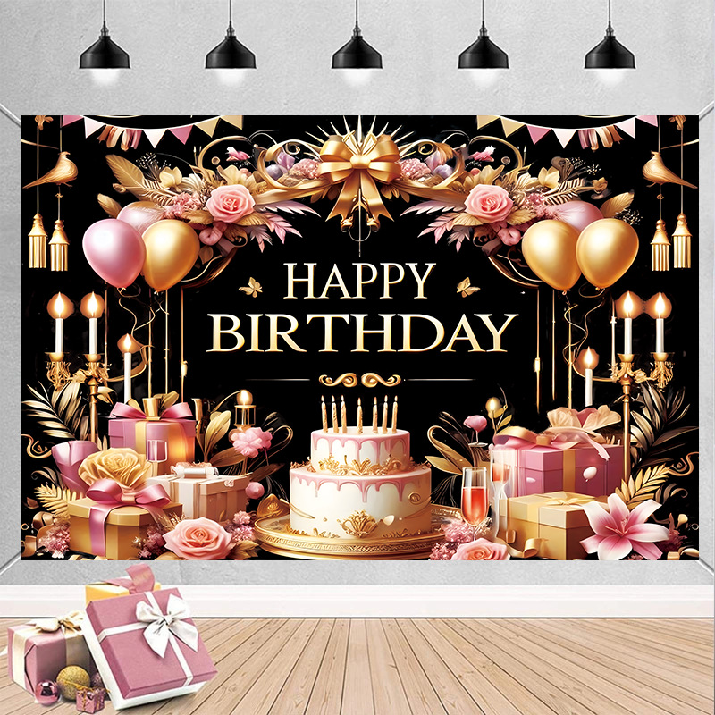 Cross-border new birthday banner happy birthday party background major festival series birthday banner