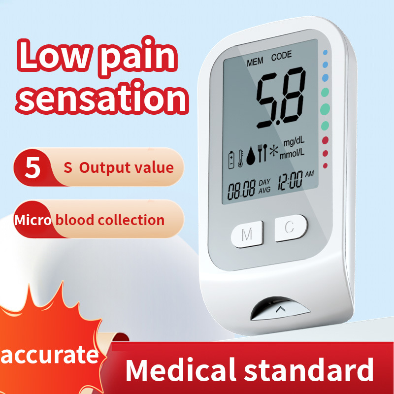 Foreign Trade English Household Fully Automatic Blood Glucose and Blood Pressure Meter Three-In-One Blood Sugar and Uric Acid Blood Glucose Meter Cholesterol Cross-Border