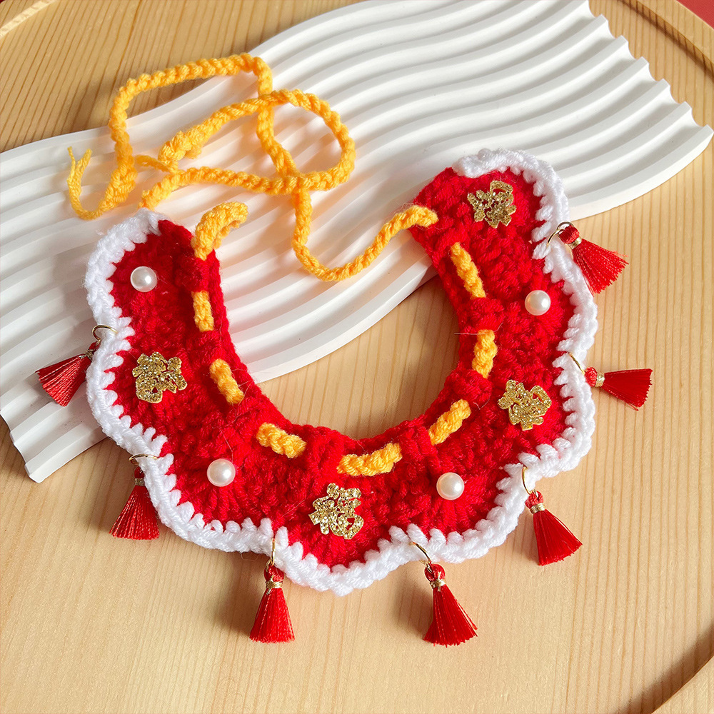 Pet Collar New Year Scarf Dog Cat Autumn and Winter Clothes Cat Collar Kitten Slip Towel Cute Bib