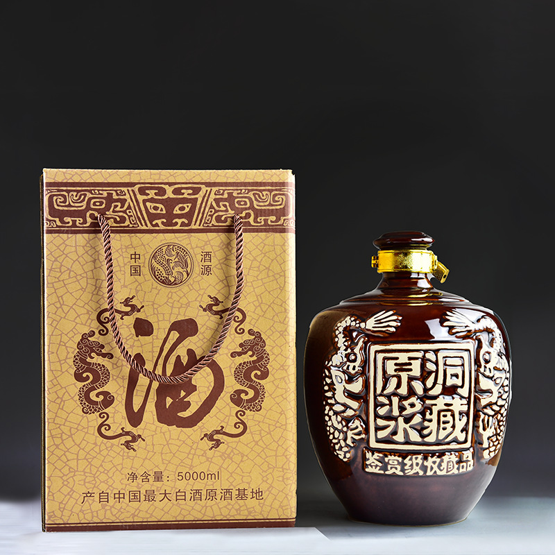 Sichuan Ceramic Wine Jar Wholesale Antique Dragon and Phoenix Bottle 1235 5kg Liquor Bottle 1235 5kg Gift Box Packaging