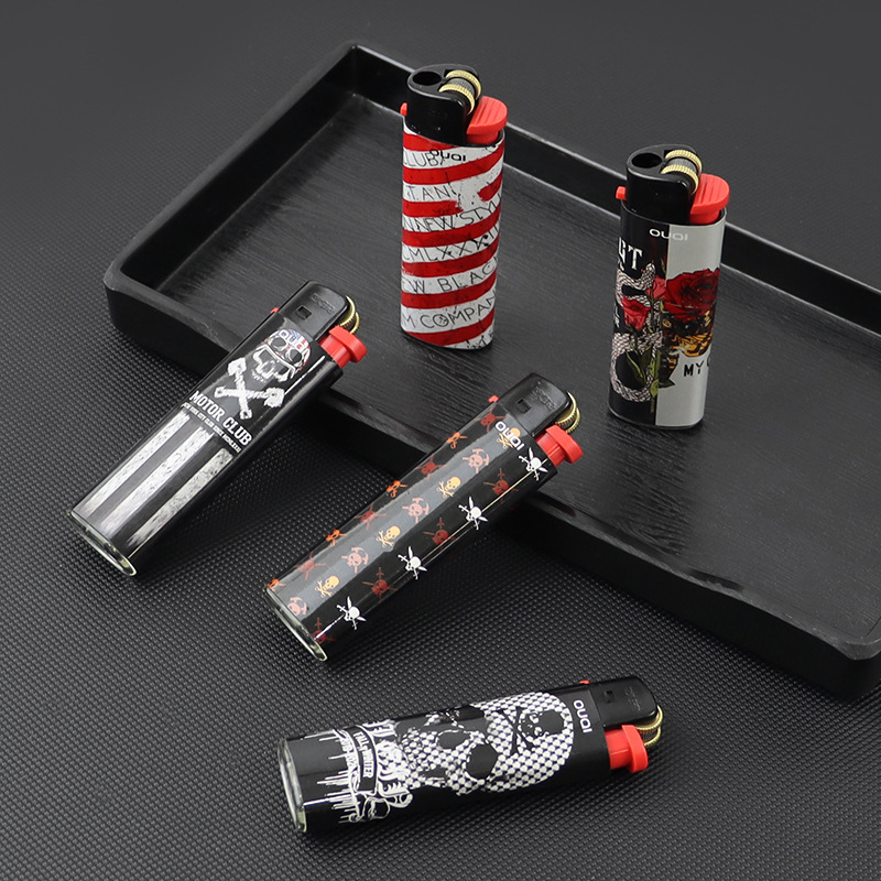 Ouqi Smoking Set Grinder Lighter Single Straight Lighter Creative Gift Advertising Lighter Portable