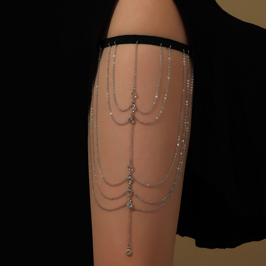 European and American style pure butterfly tassel leg chain female sweet cool multi-layer chain star leg ring sexy thigh chain