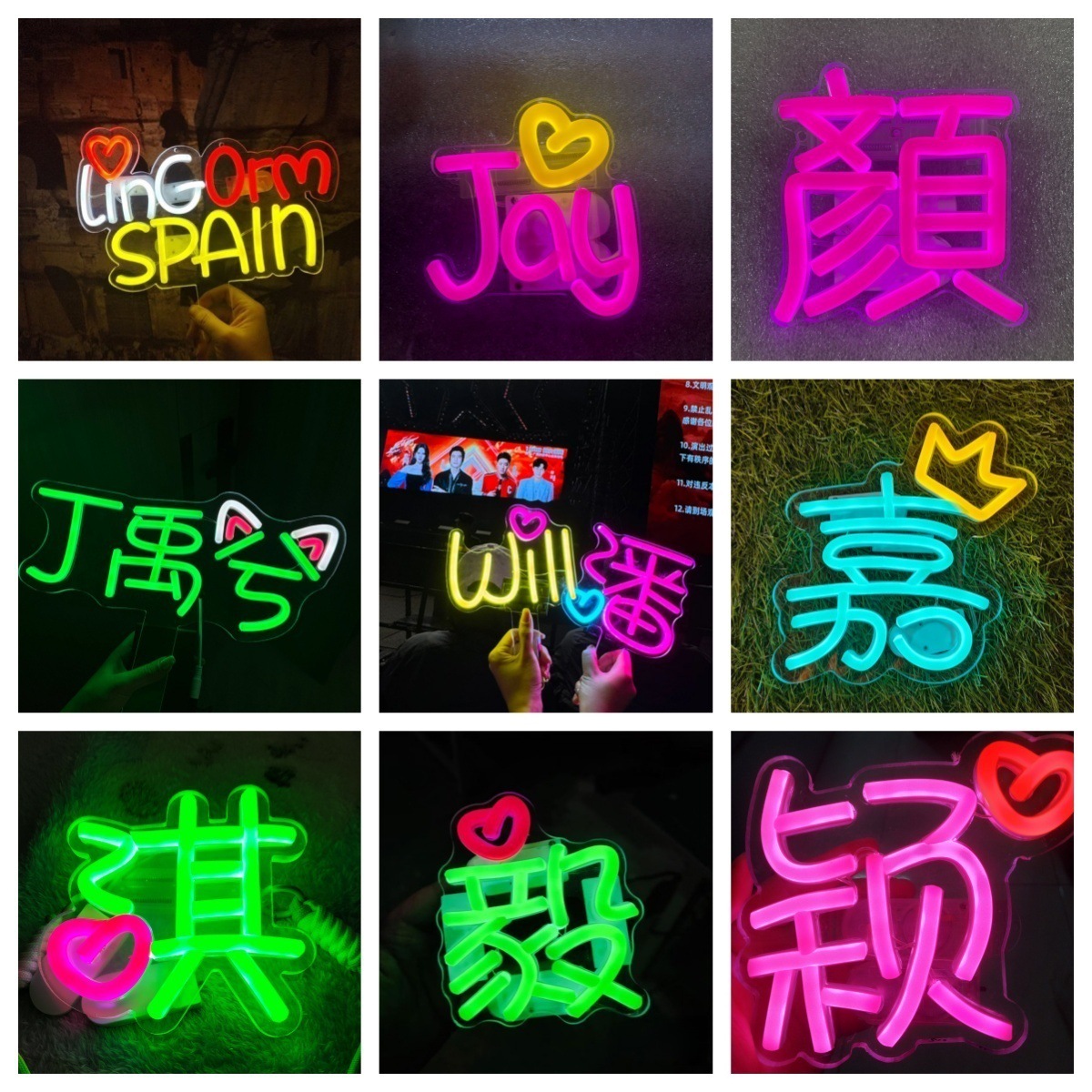 Светящийся буква светодиодный ручной знак для концертов, дней рождения, предложений, уличных киосков, поддержка неонового света