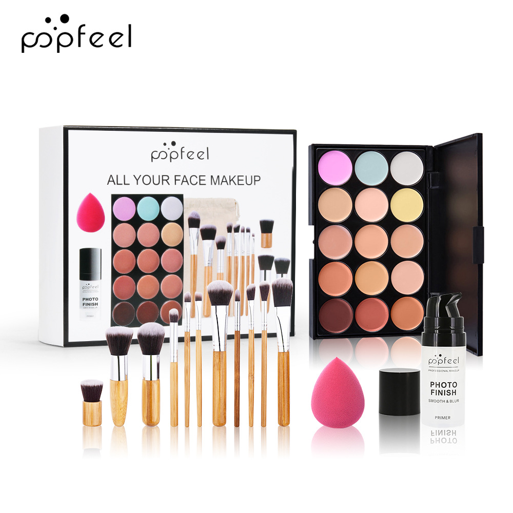 Makeup POPFEEL 40 color eye shadow plate mascara eye shadow brush eyeliner eyebrow pencil combination set for beginners