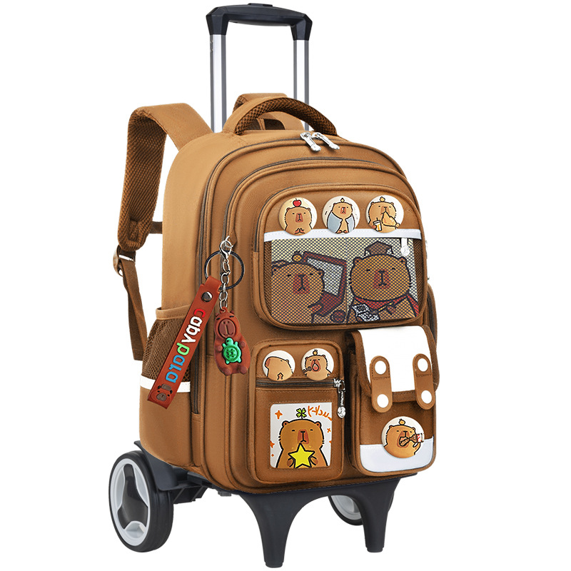 25 new pull-rod schoolbag primary school students grade 23 and grade 6 children burden reduction card bala large capacity backpack