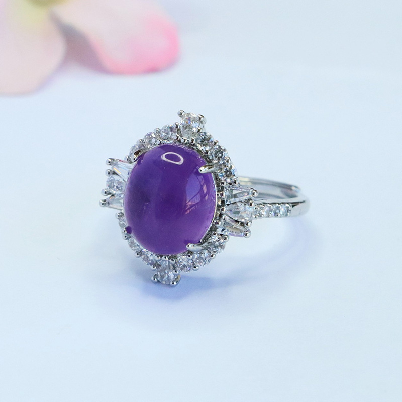 Juanyu Natural Amethyst Claw Setting Ring Gemstone Ring Douyin Kuaishou Live E-Commerce Wholesale S5111802L
