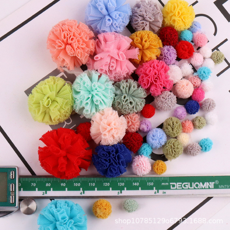 In stock 1.5/2.5/3.5 Korean elastic mesh ball DIY lace fur ball jewelry headdress accessories