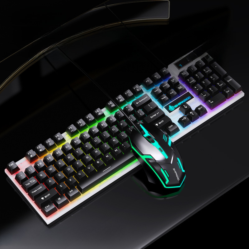 Shibadu D500 Thick Suspended Keycap Mechanical Feel Gaming Luminous Keyboard Mouse Computer Keyboard and Mouse Set