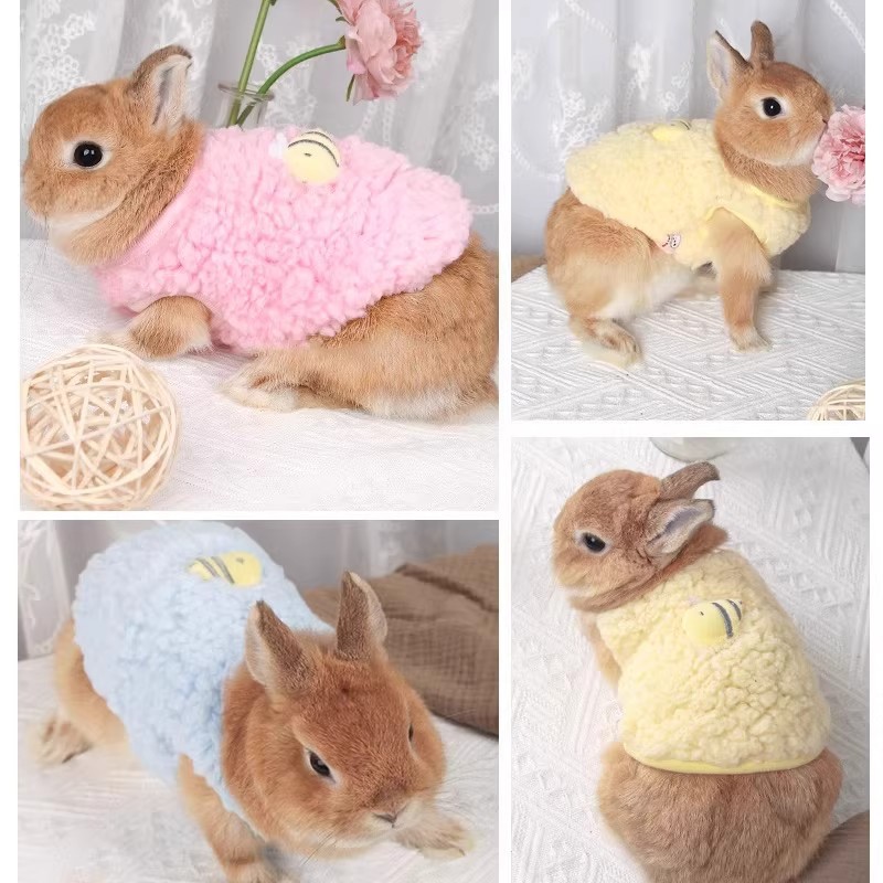 Pet Clothes for Small Pets, Winter Clothes with Fleece, Cute Rabbit Vest, Autumn and Winter Clothes for Teacup Dogs, Small Puppies, and Kittens