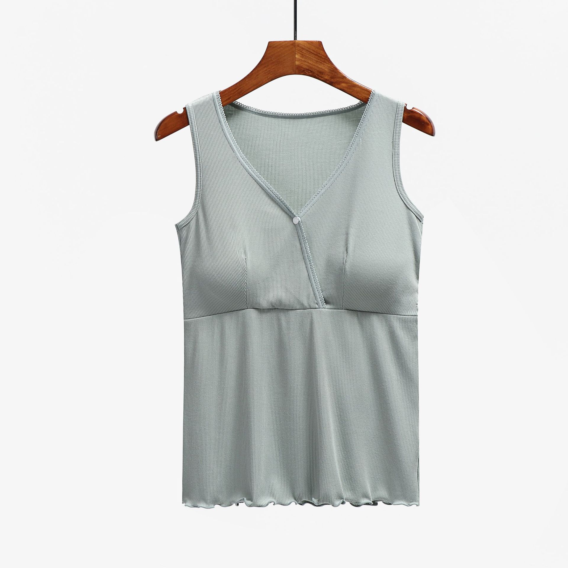 Crossover Breastfeeding Vest with Chest Pad No Wear Bra-Free Breastfeeding Clothes Moon Clothing Pregnant Women Postpartum Base Clothes Thin Summer