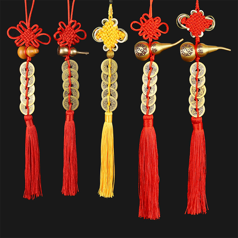 Copper gourd five emperor money wholesale Chinese knot gourd car pendant pendant tourist attractions stall