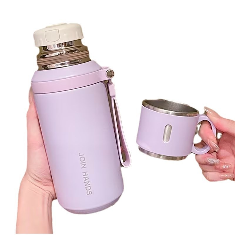 Popular 316 Stainless Steel Thickened Portable Insulated Cup, Simple Household Tea-Water Separation Large Capacity Portable Water Bottle