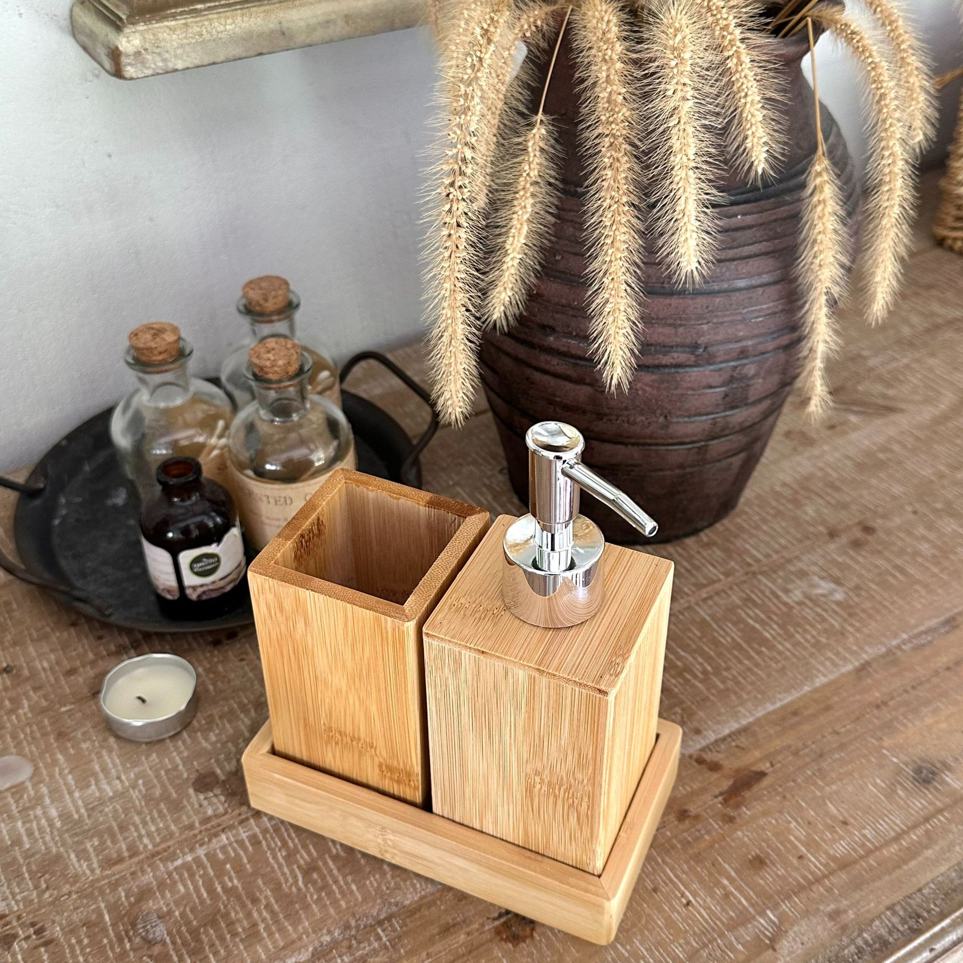 Удобная бамбуковая коробка для хранения в ванной, держатель для зубных щеток, оптовая продажа