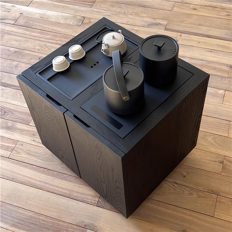 Шкаф для чая из массива дерева в стиле ваби-саби, мобильный столик для чая