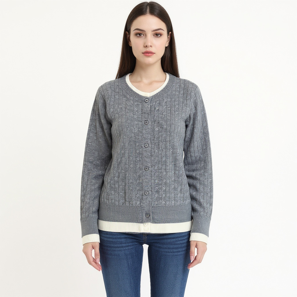Индивидуальный производитель шерстяных изделий 2025 Новый однотонный свитер с пуговицами и веревочным дизайном, модный женский свитер, фабрика с сертификатом BSCI