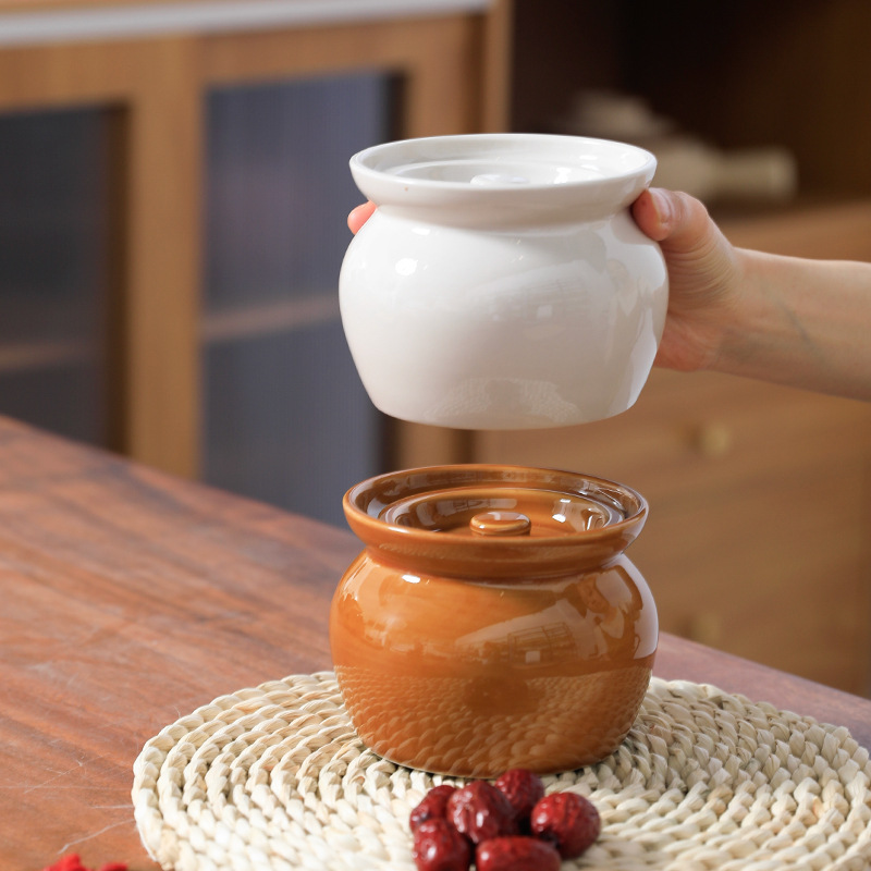 Coil Ceramic Stew Pot Water-proof Stew Pot with Lid Soup Stew Pot Steamed Egg Steaming Pot Soup Pot Household Commercial Small Stew Pot