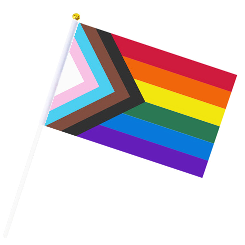 Cross-border in stock 14X21CM color hand-waving flag six-color stitching flag multi-color stitching hand-waving flag wholesale