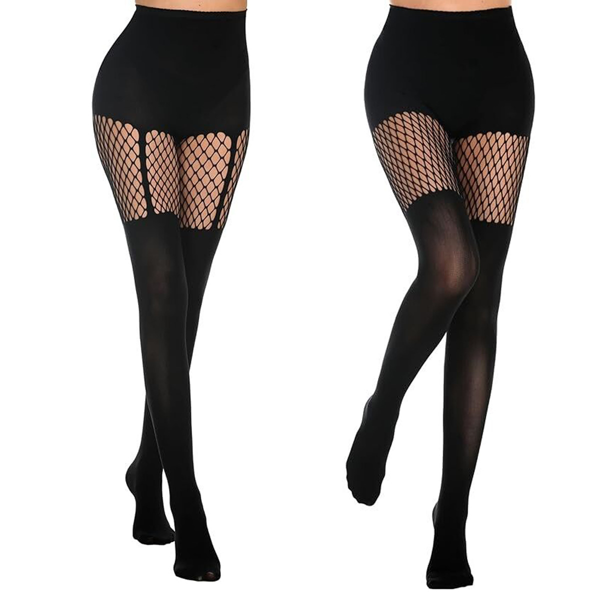 Cross-border dance sexy hollow pantyhose hollow strap dense mesh socks nightclub royal sister black silk sexy fishnet socks