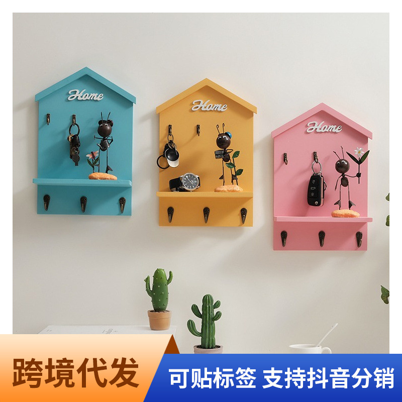 Американский стиль, настенная коробка для хранения ключей в виде комнаты, деревянное украшение для стен, ключница