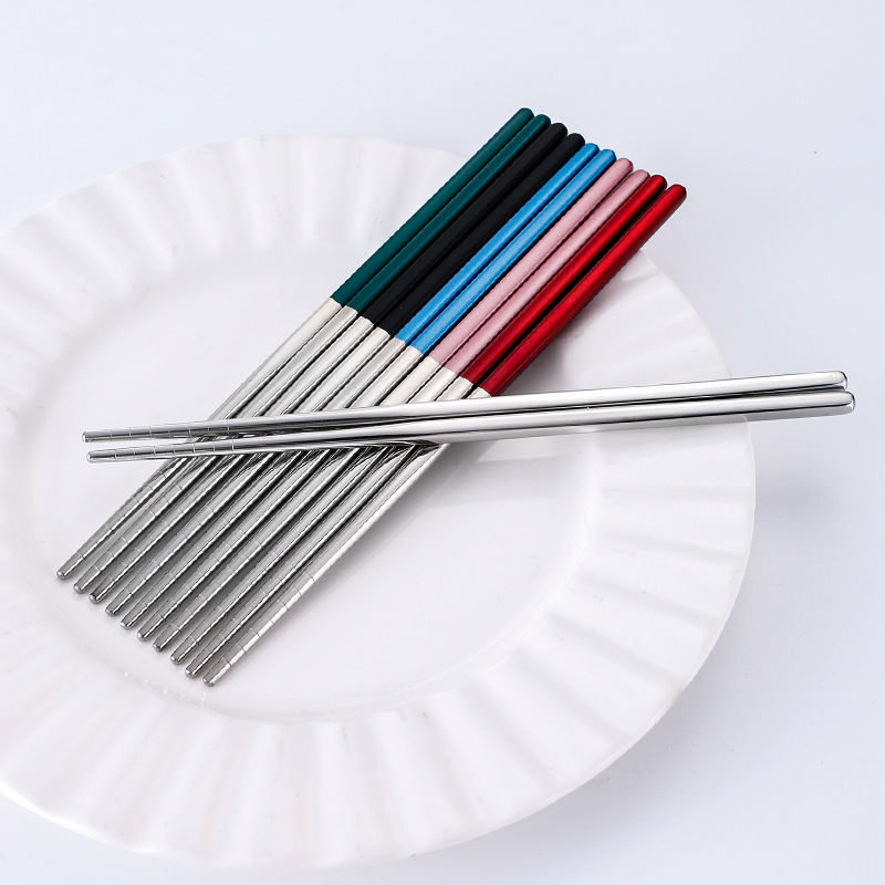 Stainless Steel Chopsticks Household Non-slip Commercial Chopsticks One-person Chopsticks Household Metal Chopsticks Color Public Chopsticks Single-person Set