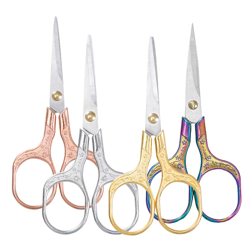 Vintage plum blossom scissors stainless steel household scissors window flower wool embroidery scissors handmade student office scissors