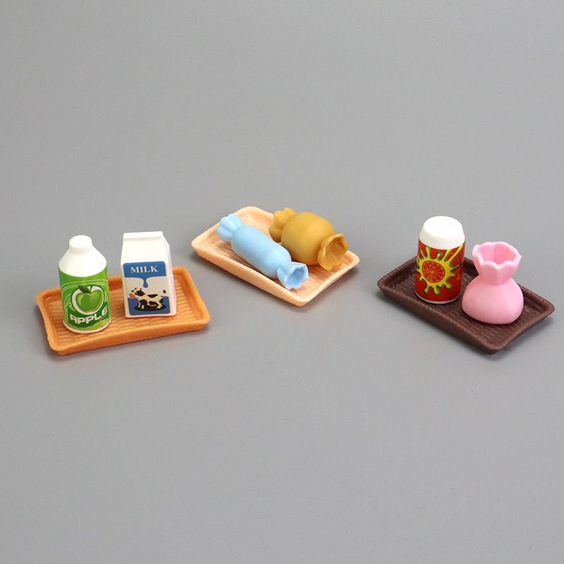 Doll house simulation mini rattan plate pastry plate dessert plate accessories mini food play tableware play house small toys